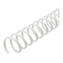 La espiral de encuadernación de plástico en acabado blanco 16 mm de diámetro y paso 5:1 se distribuye en cajas de 100 espirales para encuadernar 