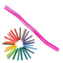 La espiral de encuadernación de plástico en acabado color 20 mm de diámetro y paso 5:1 se distribuye en cajas de 100 espirales para encuadernar