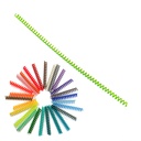 La espiral de encuadernación de plástico en acabado color 6 mm de diámetro y paso 5:1 se distribuye en cajas de 100 espirales para encuadernar