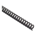 La espiral de encuadernación de plástico en acabado negro 6 mm de diámetro y paso 5:1 se distribuye en cajas de 100 espirales para encuadernar