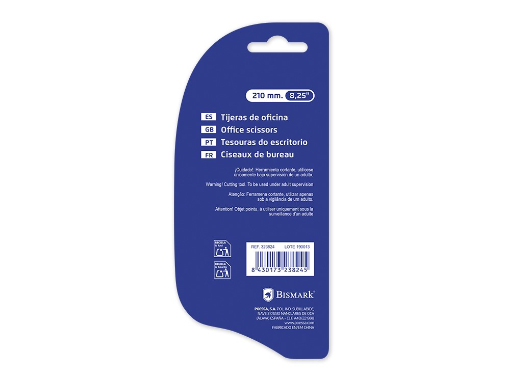 Vistra trasera del blíster de tijeras de oficina 21 cm Bismark