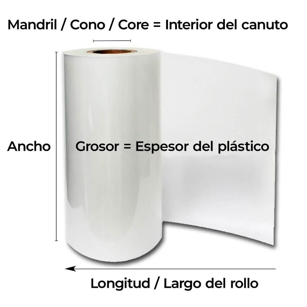 Medidas de ancho, longitud y mandril de la bobina para laminar Premium Digital Brillo 24 µ 290 mm x 1000 m