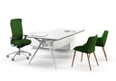 Mesa de reunión o dirección Arkitek de Actiu con diseño de patas de aluminio en blanco