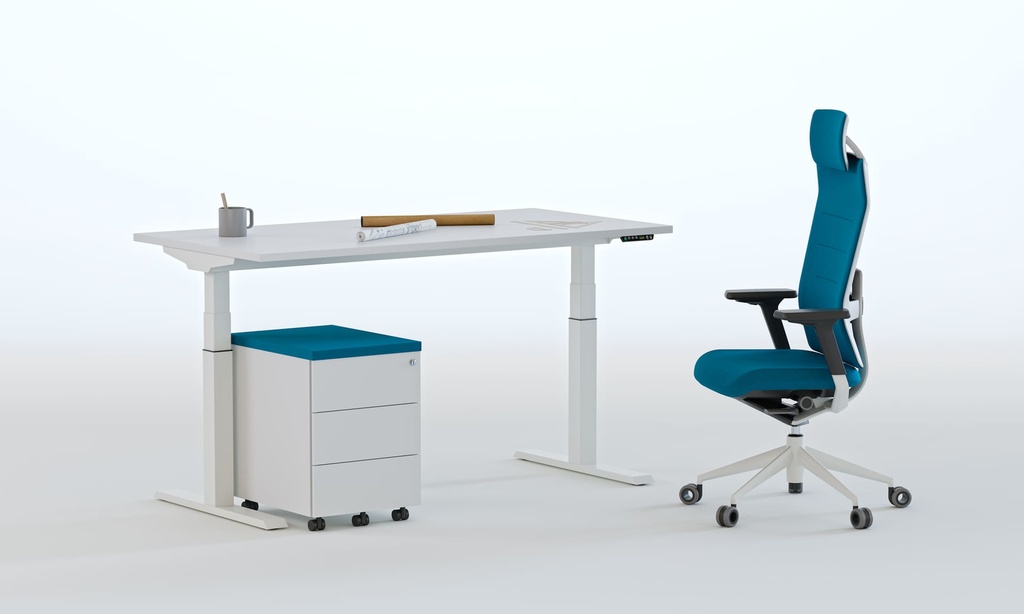 Mesa Mobility de Actiu elevable en altura con silla TNK Flex