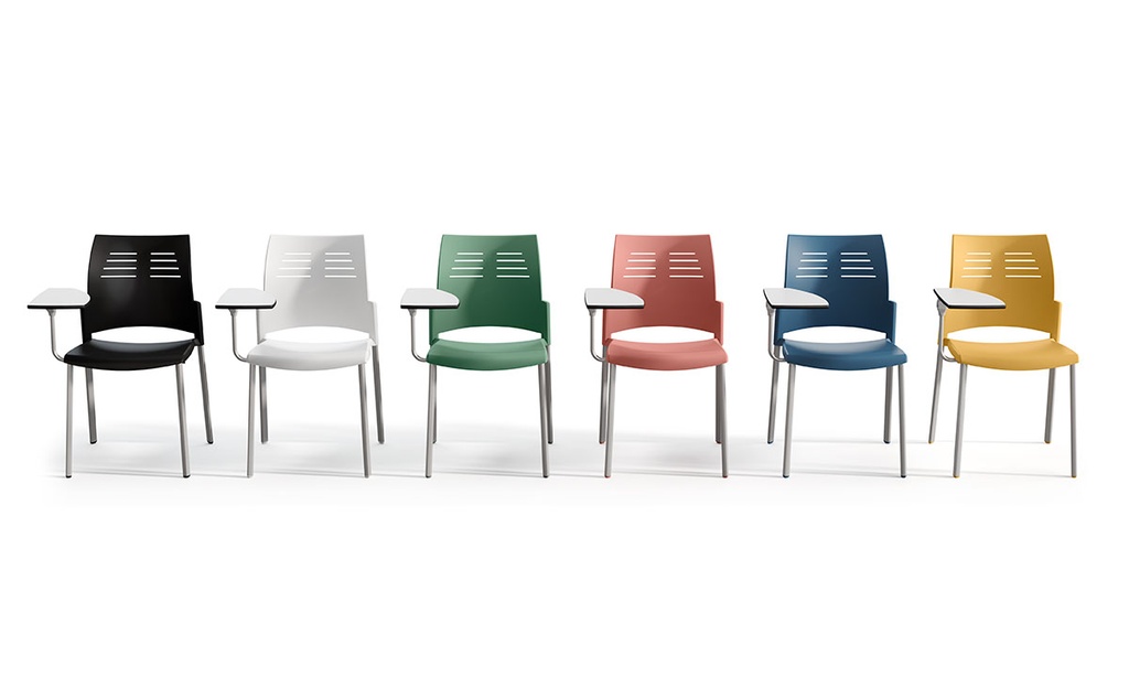 Gama de colores de carcasa para sillas confidente Spacio con pala de escritura