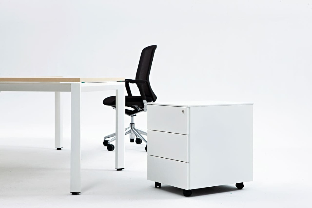 Mesa recta Vital Plus ST con cajonera blanca