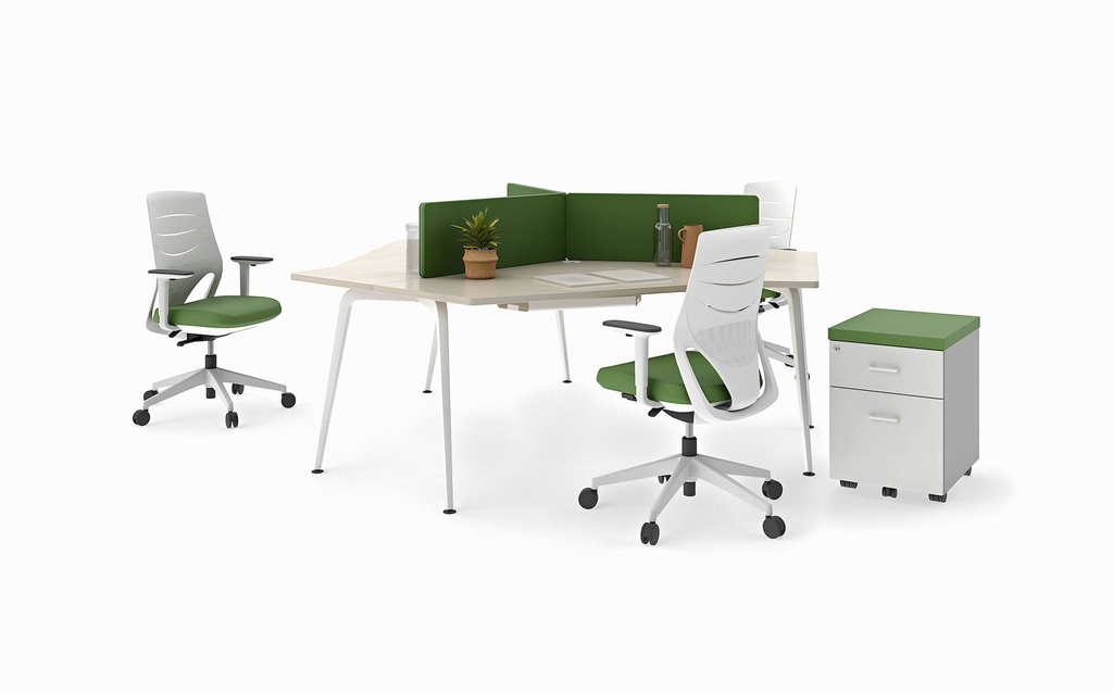 Configuración de mesas Twist Gen de Actiu en oficina con sillas Efit