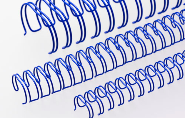 Muestra de acabado del wire-O Renz nº4 en bobina de color azul