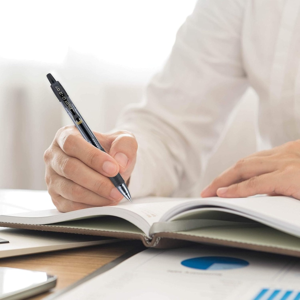 Escritura suave y fluida con la tinta gel Pilot de los bolígrafos retráctiles G-2