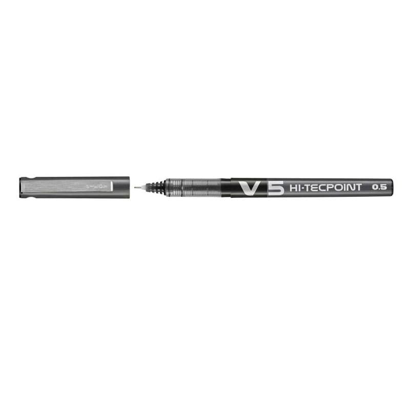 Caja de 12 bolígrafos tipo rotulador roller de tinta líquida Pilot V5 en color negro