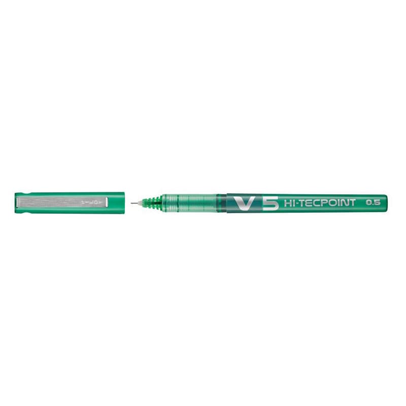 Caja de 12 bolígrafos tipo rotulador roller de tinta líquida Pilot V5 en color verde