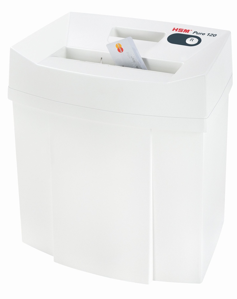 Destructora de tarjetas HSM Pure 120 con corte en partículas de 4 x 25 mm.