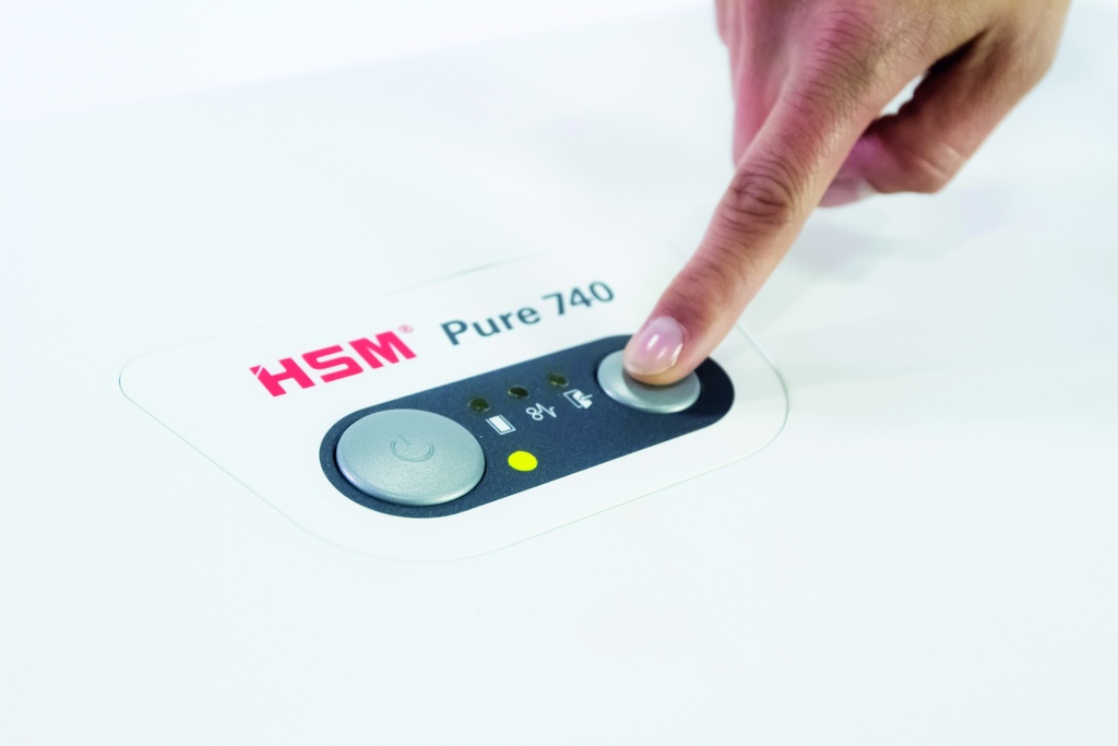 Destructora con display táctil HSM Pure 940 con corte en tiras de 5,8 mm.