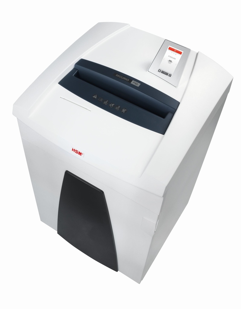 Destructora de documentos HSM Securio P40i con cabezal de corte en partículas de 4,5 x 30 mm.