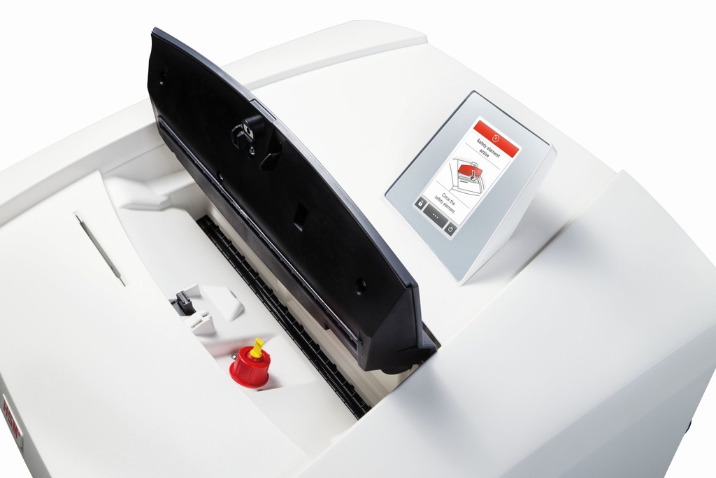 Potente destructora con fácil mantenimiento HSM Securio P40i con corte en partículas de 4,5 x 30 mm.