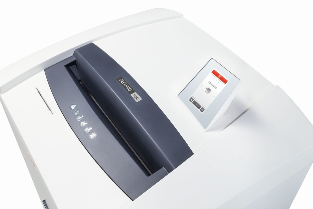 Destructora con sistema Intelligent Drive HSM Securio P44i con corte en partículas de 4,5 x 30 mm.