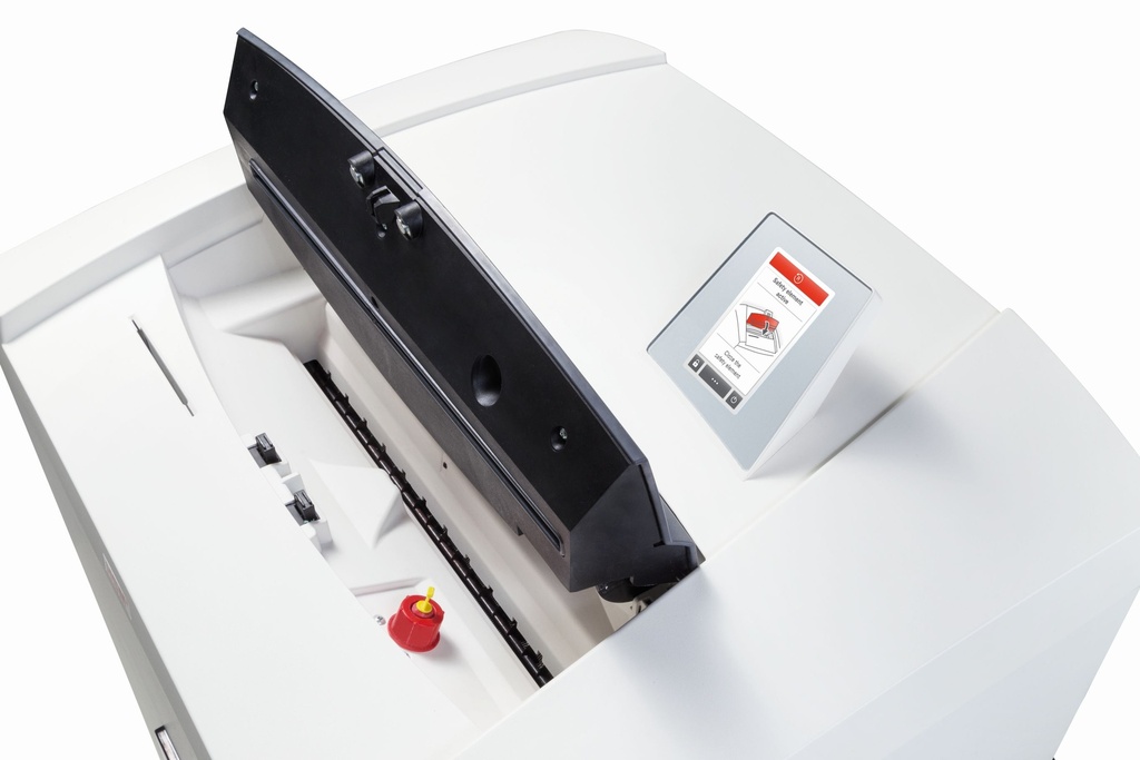 Potente destructora con fácil mantenimiento HSM Securio P44i con corte en partículas de 4,5 x 30 mm.