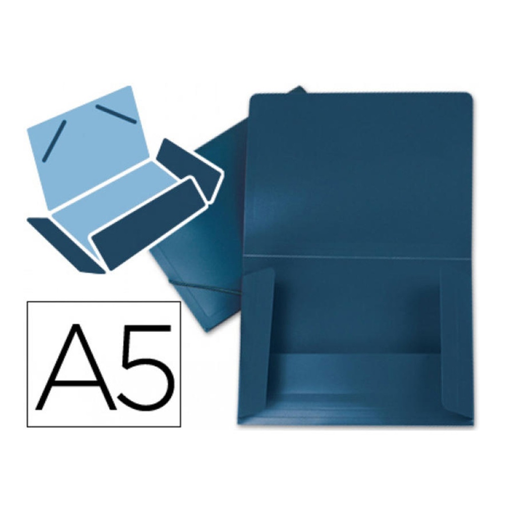Carpeta de gomas de plástico con solapas A5 azul Beautone