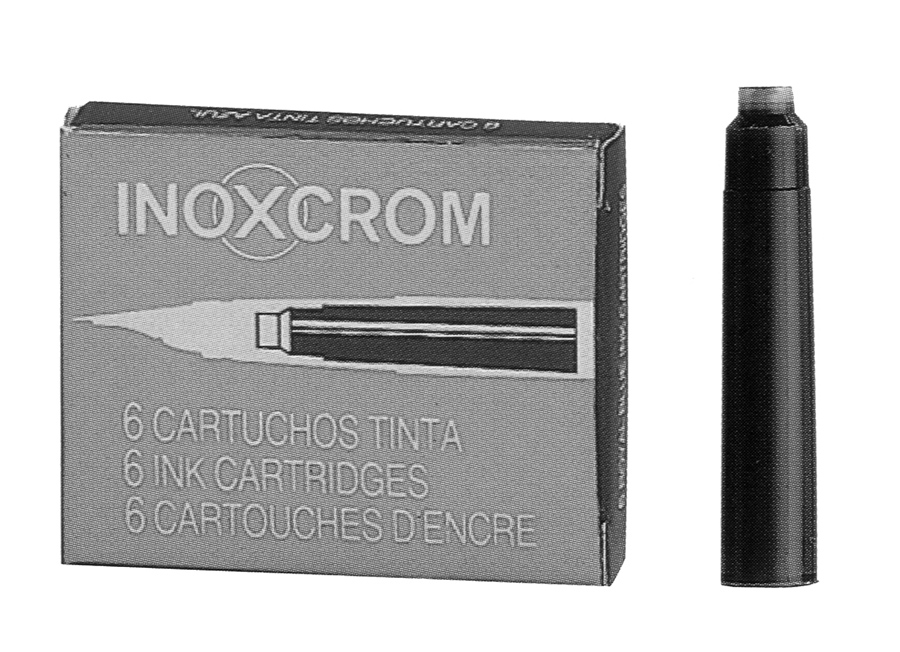Cartuchos para estilográfica negro Inoxcrom (Caja 72 unidades) 12 pack de 6 und.