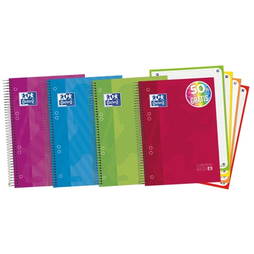 Cuaderno de espiral A5 microperforado cuadriculado tapa dura 120 hojas Oxford