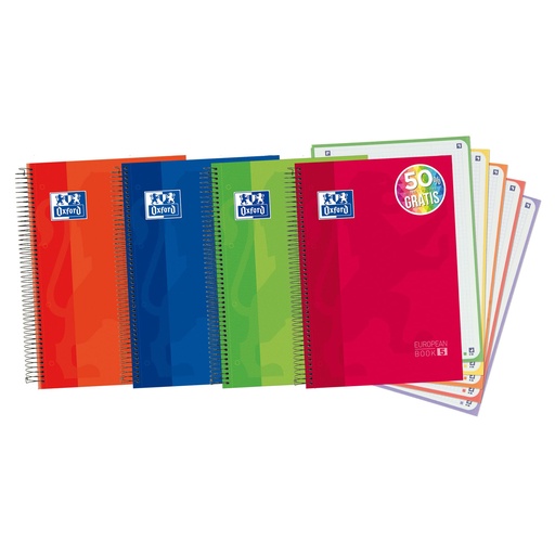 Cuaderno de espiral A4 microperforado cuadriculado tapa dura 120 hojas Oxford Classic