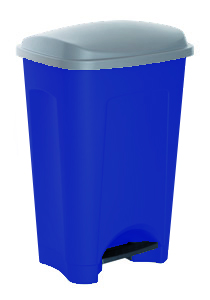 Papelera de plástico azul con pedal de 25 litros Sundís