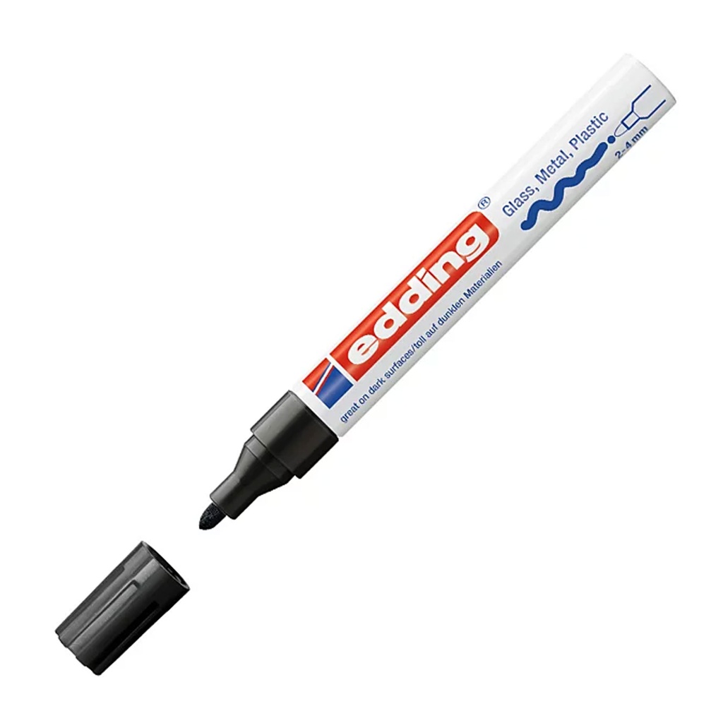 Rotulador de pintura Edding 750 negro punta redonda 2-4 mm para metal y plástico
