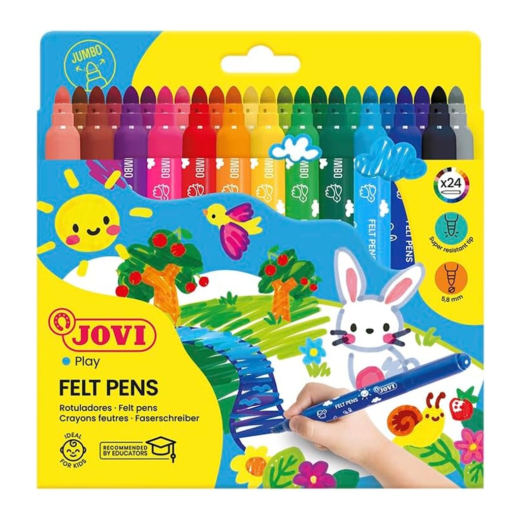 Rotuladores escolares de colores Jovi Maxi 24 unidades punta gruesa lavables