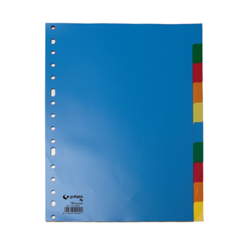 Separadores de plástico de colores 10 hojas A4 Grafoplás