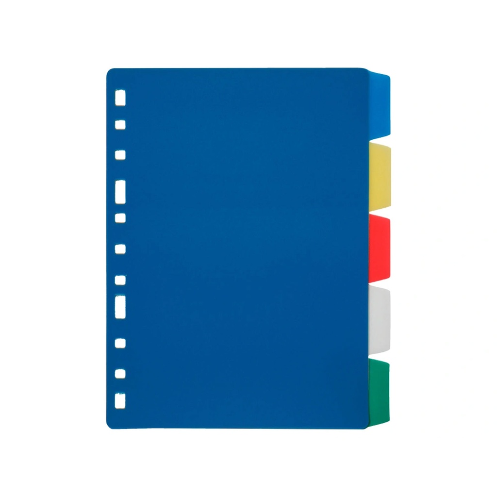 Separadores de plástico de colores con 5 posiciones 1/4 Liderpapel