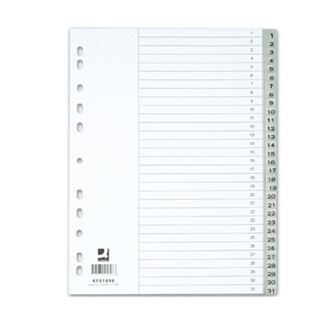 Separadores de plástico numerados 1-31 A4 Q-Connect