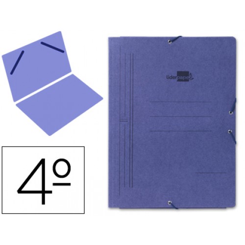 Carpeta de gomas cartón con solapas 1/4 azul Liderpapel