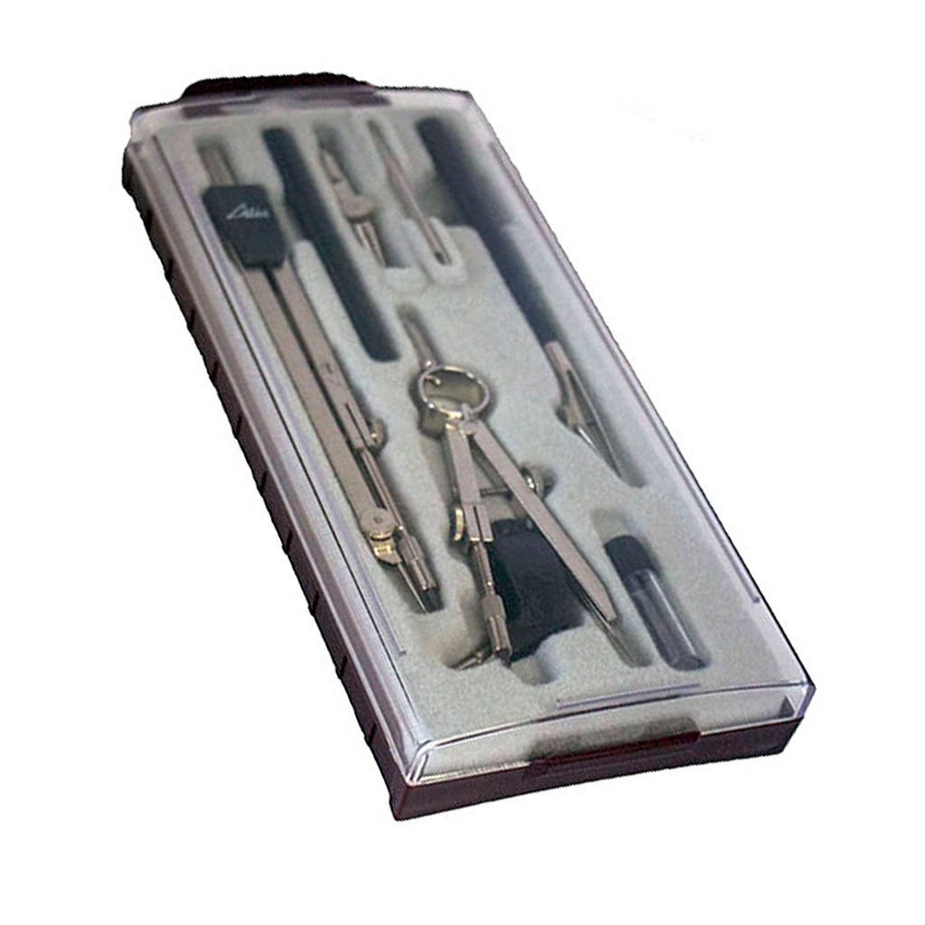 Compás con bigotera y juego de utensilios