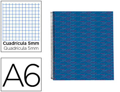 Cuaderno de espiral A6 cuadriculado microperforado tapa extradura 140 hojas