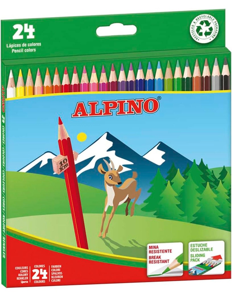 Lápices de colores Alpino 658 caja de 24 colores largos