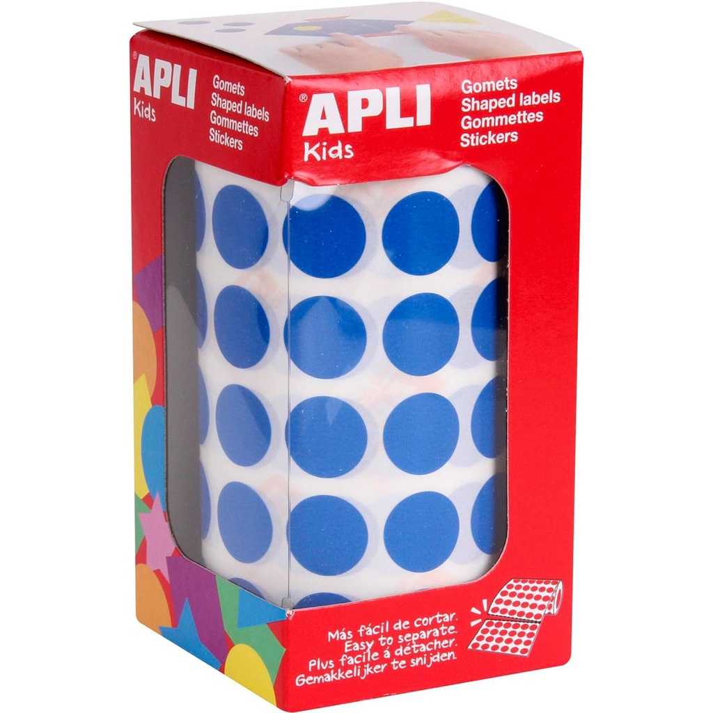Gomets adhesivos circulares 10,5 mm azules en rollo Apli