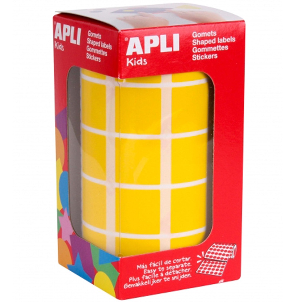 Gomets adhesivos cuadrados 20 x 20 mm amarillos en rollo Apli