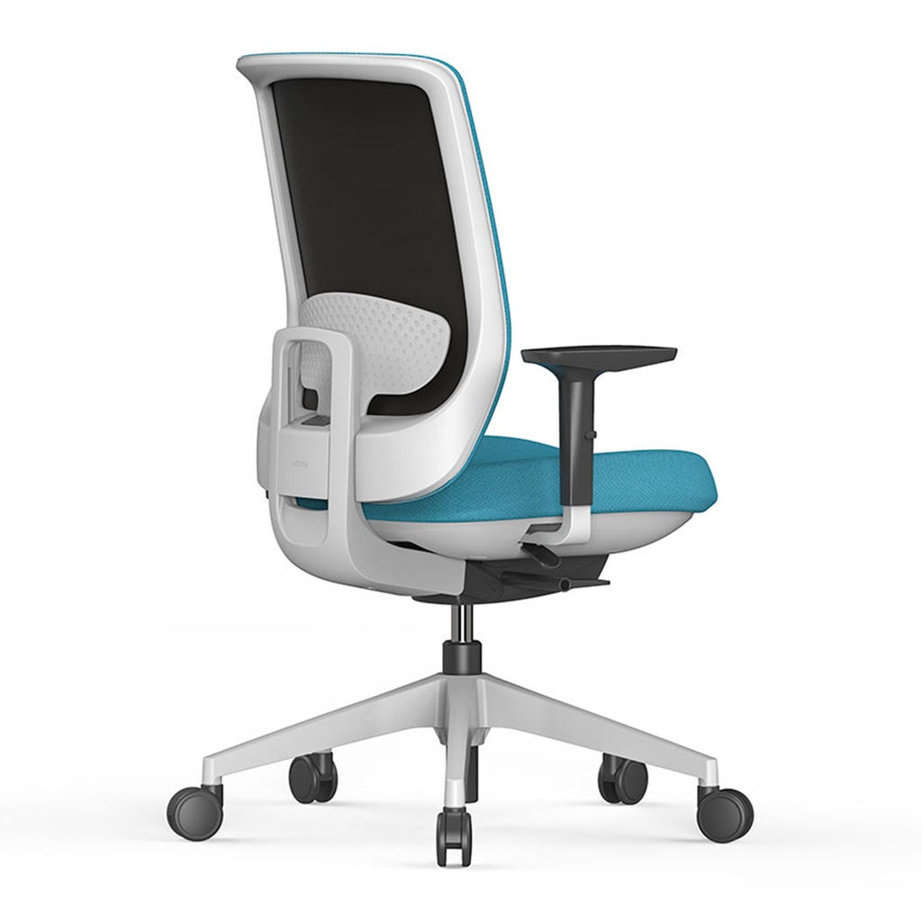 Silla Trim 50 tapizada Express con estructura blanca y tapizado azul