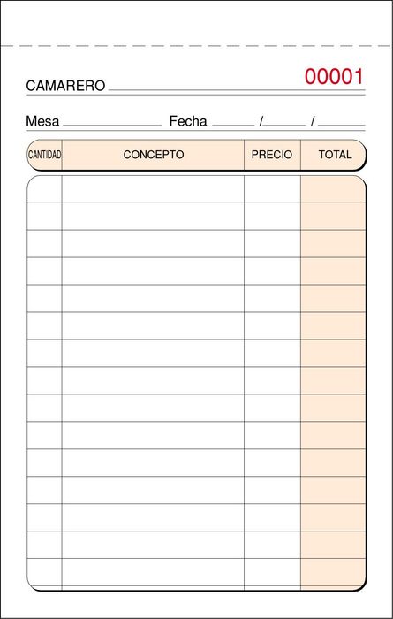 Talonario Camarero bolsillo duplicado T-140/N Loan Numerado