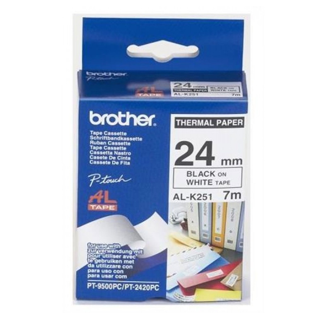 Cinta de rotuladora Brother AL-K251 negro-blanco 24 mm x 7 m