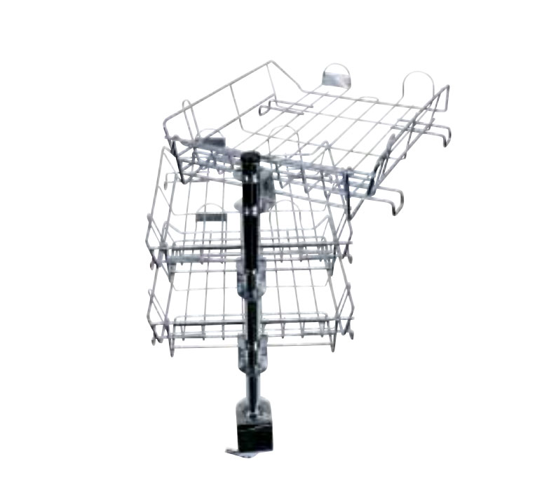 Bandeja metálica cromada de 4 pisos con soporte giratorio