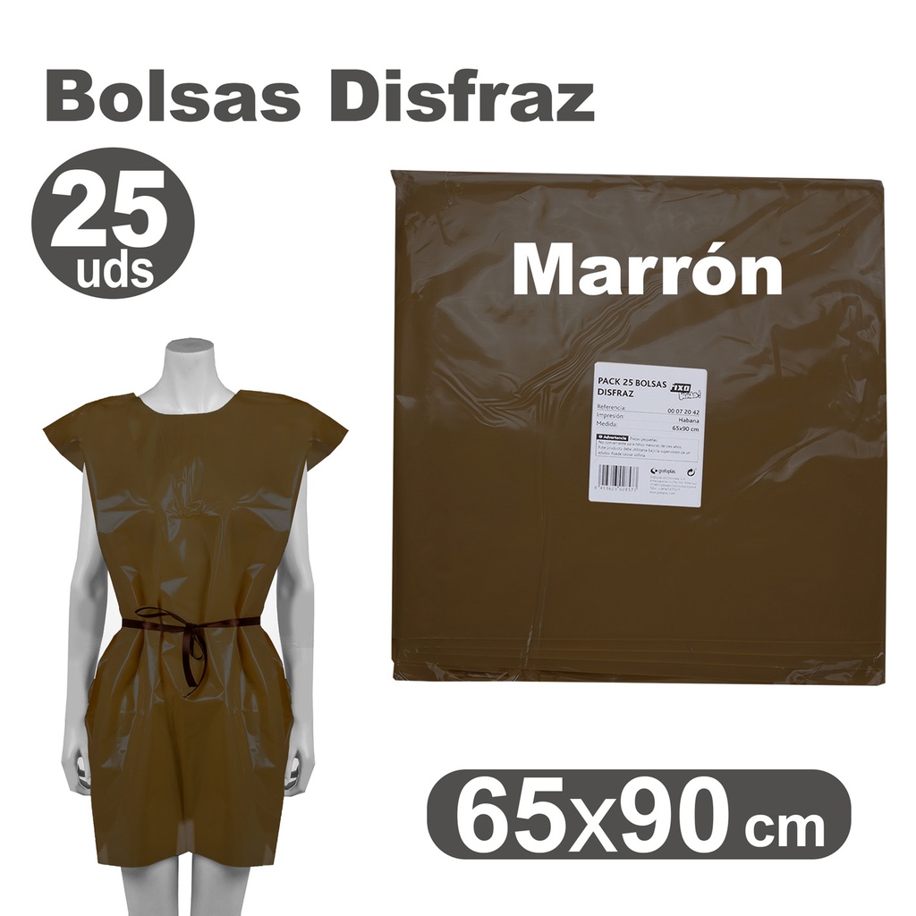 Bolsa de disfraz 65 x 90 marrón (Pack 25 unidades)