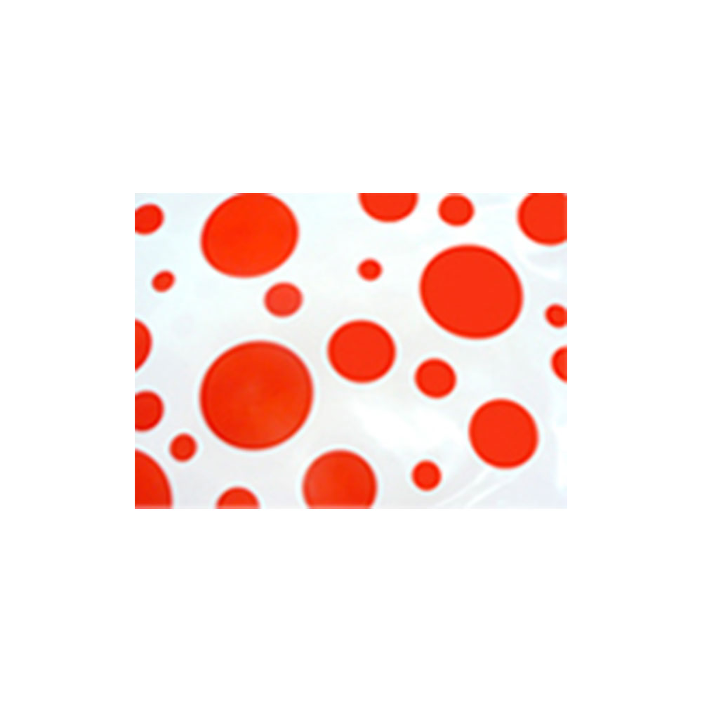 Bolsa de disfraz 55 x 70 estampado blanco con topos rojos a una cara (Pack 25 unidades)