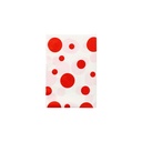 Bolsa de disfraz 56 x 70 estampado blanco con topos rojos a doble cara (Pack 25 unidades)