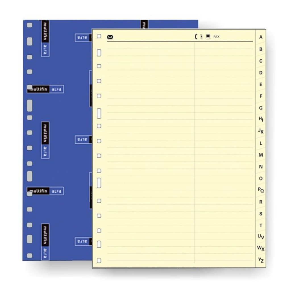 Indice alfabetico con 20 separadores de cartulina A-Z Folio Multifin