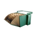 Caja transferencia con fuelle tela verde Folio 110 mm Liderpapel