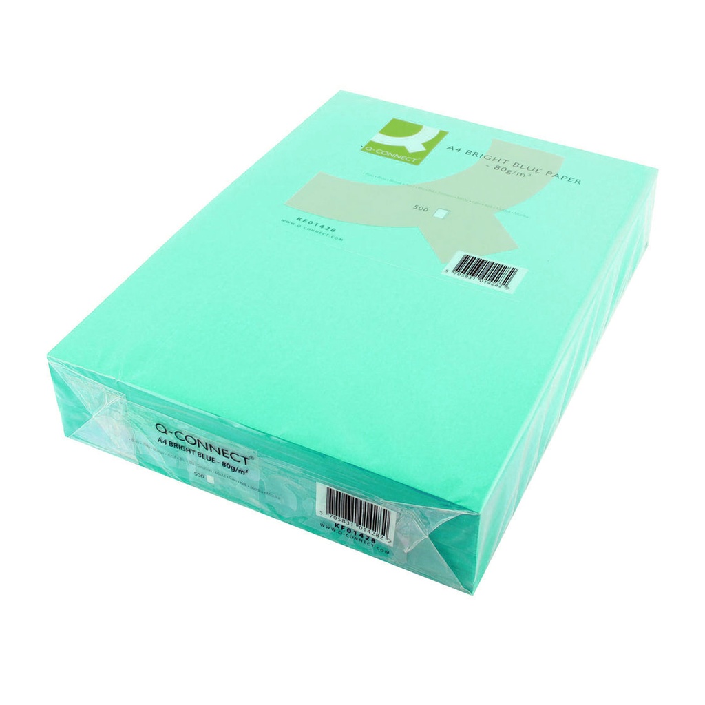 Papel A4 turquesa 80 g/m² Q-Connect (Paquete de 500 hojas)