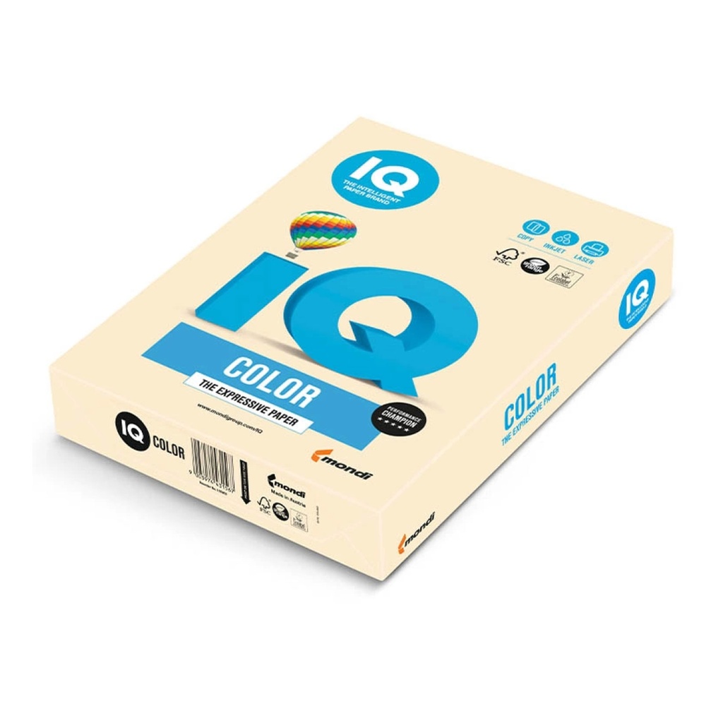 Papel A4 crema 80 g/m² IQ color (Paquete 500 hojas)