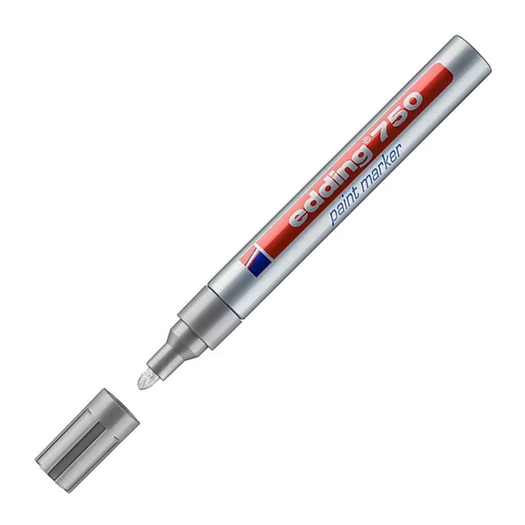 Rotulador de pintura Edding 750 plata punta redonda 2-4 mm para decoración y señalización