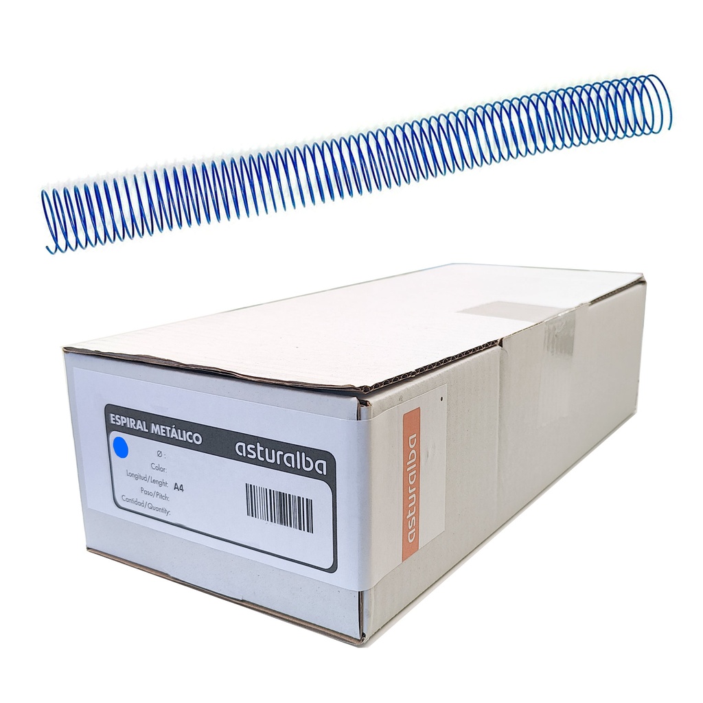 Espiral metálico azul 28 mm 5:1 (Caja 50 unidades)